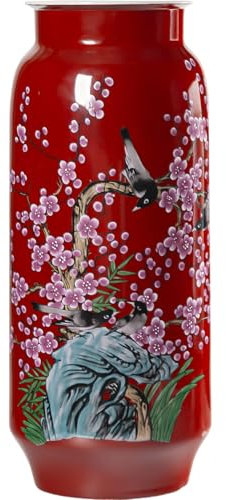 Houlu 48,3 cm große hohe Bodenvase, rote Keramik-Zylinder-dekorative Vase für Blumen und Tafelaufsätze