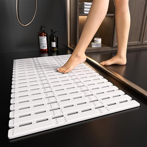 XIYUNTE Tapis de douche antidérapant et anti-moisissure pour personnes âgées – 68 x 40 cm – Tapis de bain antidérapant pour douche intérieure, tapis de bain antidérapant avec ventouses puissantes