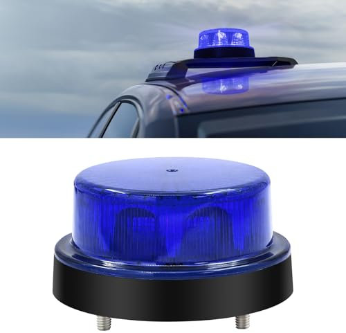 Biqiure Rundumleuchte, LED, Blau, 12 V, 24 V, Rundumleuchte, Polizei, rund, Blitz, Stroboskop, Warnblinker, 2 Modi, für Auto, LKW, Anhänger, Lieferwagen, 1 Stück