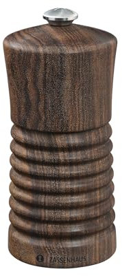 Zassenhaus Heilbronn - Molinillo de pimienta (13 cm, nogal, con mecanismo de cerámica de alto rendimiento ajustable, molinillo de especias relleno, diámetro de 5,8 x 13 cm)