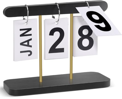 Ewiger Flip-Kalender aus Holz und Metall, wiederverwendbarer Schreibtischkalender aus Holz, stehend, Countdown, täglicher Schreibtisch, Flip-Desktop-Zubehör für Büro, Zuhause, Klassenzimmer,
