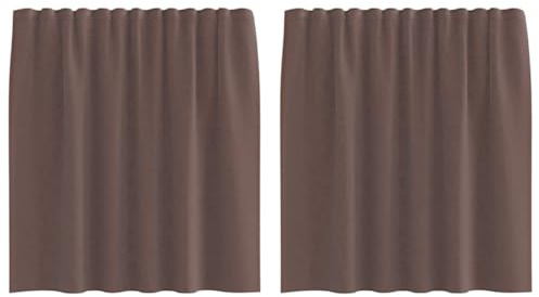 vidaXL Voile Curtains with Rod Pockets 2 pcs Brown, net curtain, sheer curtain, window voile, window treatment, voile sheer curtain