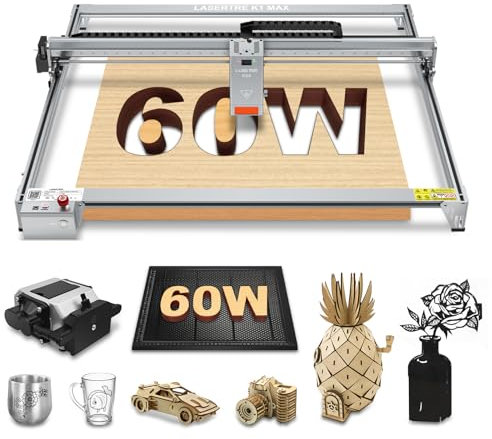 LASER TREE 60W Laser Engraving Machine with Air Pump,60W Output Power Laser Cutting Machine,800x600mm Engraving Area,60W Laser Engraver with Air AssistFixed-Focus Spot for Metal, Wood