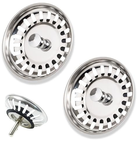 Jinpojun 2 Piezas Colador Fregadero, Tapon Fregadero, Filtro Fregadero Cocina de Acero Inoxidable para Baño y Cocina, Rejilla Desague Fregadero para Fregaderos de 79-82 mm