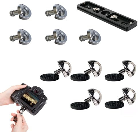 Zzcy Tornillo D-Ring 1/4 para Cámaras 10 Piezas Kit Tornillo Adaptador Para Correa De Cámara De 1/4 Compatibles con Trípodes, DSLR, Placas Liberación Rápida y DJI Mini 3 Pro