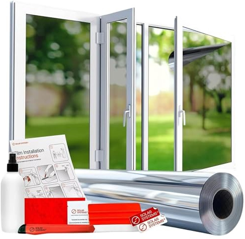 Solar Systems Pellicola Solare Finestre Esterna 44,5x200 cm | Pellicola PET autoadesiva. Per finestre & facciate vetrate esterne. Protezione termica, anti-UV & privacy.
