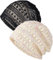 XYIYI Damen Mütze Chemo Hut Slouchy Kopfbedeckungen Kopf Wraps Krebshüte （2Stück Spitze Mesh Schwarz Beige）