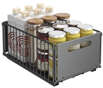 Tiroir Coulissant Cuisine, Rangement Sous Evier Placard Cuisine, Tiroir Telescopique Cuisine, Organisateur De Tiroirs Placard Cuisine, Range Casserole Tiroir Cuisine Pour Tiroir Cuisine,25Lx37Px19Hcm