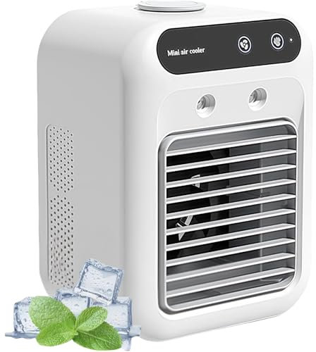 Glacier Breeze AC, 4-in-1 Portable Evaporative Cooler with Humidifier, 500ml Water Tank, Instant Cooling Mini AC Fan for Personal Use, Home, Office, Outdoor Travel