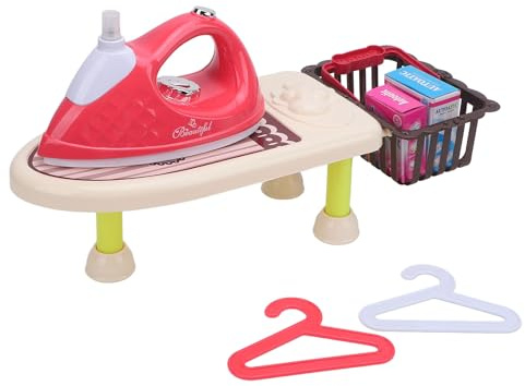 Alomejor Set di ASSE da Stiro Elettrico Giocattolo con Luci e Suoni per Bambini di 3, 4, 5, 6, 7, 8 Anni, Giocattolo Educativo per Giochi di Ruolo in Famiglia