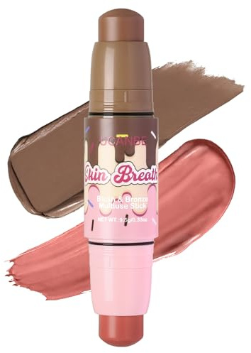 UCANBE Stick Blush e Bronzer 2-in-1 in Crema | Set fard e stick contouring. Trucco viso multiuso alta pigmentazione, facile da sfumare. Portatile (03 Succo di Pesca)