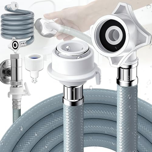 Liekadijiae Tuyau d'alimentation coudé pour lave-linge, 1 m, universel, tuyau 3/4 pouce, pour tous les modèles courants, rallonge Aquastop