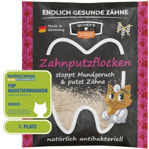 QCHEFS Zahnputzflocken Großpackung Katze Zahnreinigung gegen Zahnbelag