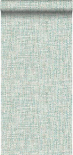 Tapete Leinen-Optik Pastell Mintgrün - 148662 - von ESTAhome