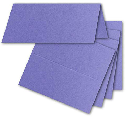 FarbenFroh by GUSTAV NEUSER 50x Tischkarten in Violett - 4,5 x 10 cm - blanko - Doppel-Karten - als Platzkarten und Namenskarten für Hochzeit und Feste