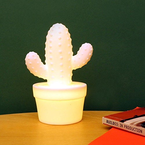 KIKKERLAND Lampe LED Cactus Blanc Solide