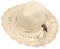 Evedaily Damen Strohhut Strand Sonnenhut faltbar UV Schutz Sommer Hut mit Zierband Beige