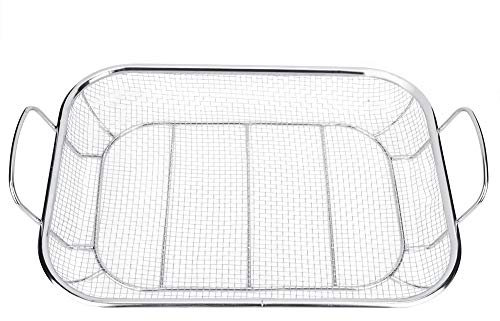 SOULONG Gemüse Grillkorb mit Griff Edelstahl GrillpfanneGemüsekorb für Holzkohle sowie Backofen, Große Kapazität, 42,2 × 28 × 10,5 cm