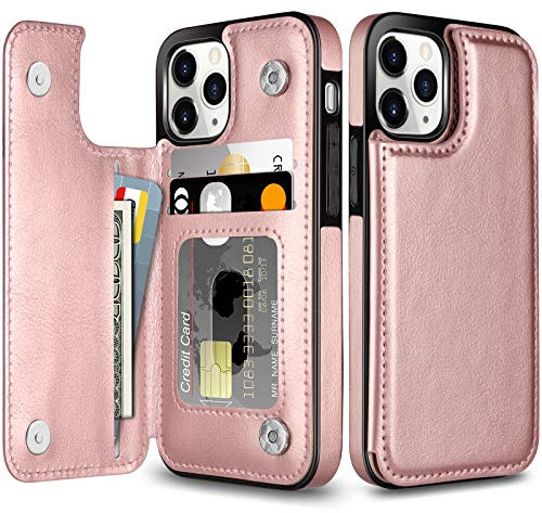Coolden for iPhone 11 Pro Max Case Wallet Case Shockproof Case with Card Holder Slot Flip Folio Soft PU Leather Magnetic Closure Protective Case Cover for iPhone 11 Pro Max 6.5 inch (Rose Gold)