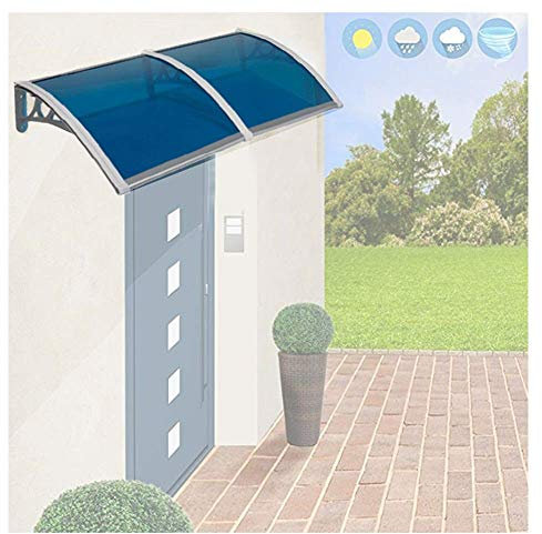 SSB Vordach für die Veranda, wetterfest, 2,7 mm Polycarbonatplatten, Dachterrassen-Unterstand für Haustür, 6 Größen (Farbe: Blau, Größe: 60 x 240 cm)