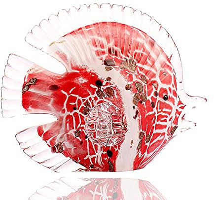 Escultura de peces de cristal soplado a mano Estatua de animales de escritorio Pisapapeles Decoración de hogar Oficina Regalo de cumpleaños-rojo
