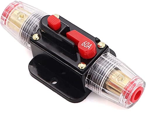 Inline Audio Fuse Holder 12V-24V DC Circuit Breaker Switch Resettable Fuse Holders Inverter for Car Audio Stereo RV Home Marine Boat Truck System Protection (60A)