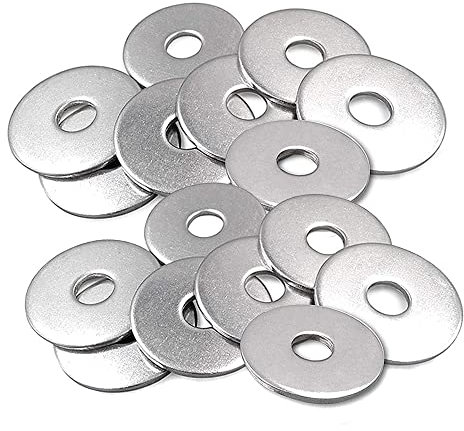 JaneYi 100 piezas M6 Arandelas de Acero Inoxidable Arandela Plana Ala Ancha 18mm Métrica Arandelas Metalicas Grandes Arandela Redonda para Tornillos Pernos Sujetadores