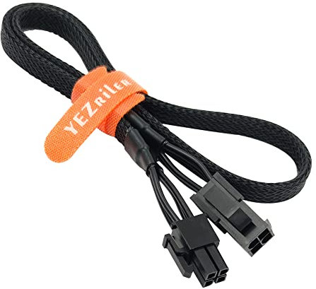 (2-Pack) YEZriler ATX 4 Pin Extension Cable, Motherboard CPU 4pin Male to Female Adapter Sleeved for Power Supply PSUs 20.8-inch (53cm)