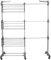 HUOLE Stendino, 4 Livelli Stendibiancheria Verticale Allungabile con 6 Ruote, Acciaio Inossidabile Stendino da Balcone Esterno, Stendipanni per Interno, 75-142,5 * 64 * 170 cm (grigio)