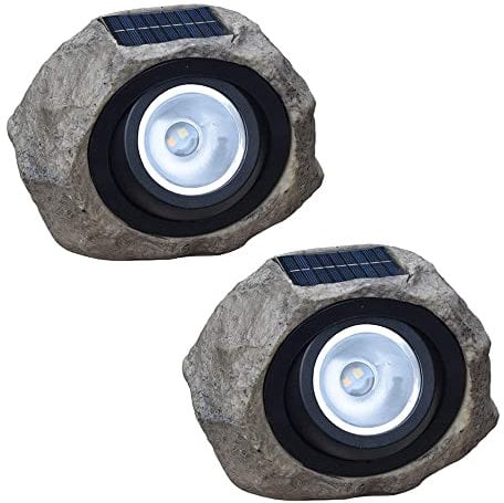 ACMHNC Solarleuchten Garten LED Solar Stein Lampe für außen, 2 Stück Stein Optik Solarlampe Gartenlampe Gartendekoration Steinlampe Wasserdichte Solarsteine Leuchten Beleuchtung für Terrasse Weg