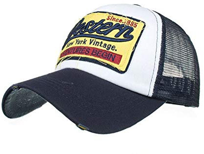 HUA YANG Trucker Caps Herren Baseball Cap Basecap Meshcap Baseballcap mit Baumwolle Frühjahr/Sommer Verstellbar Sport Kappe (Navy blau)