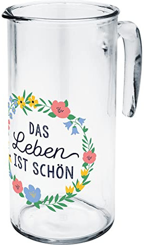 GRUSS & CO Glaskaraffe Motiv Garten: Mit Griff und Ausgießhilfe
