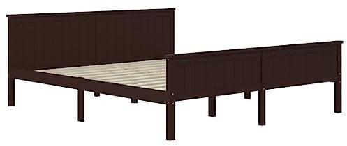 vidaXL Massivholzbett Bett Holzbett Doppelbett Bettrahmen Lattenrost Bettgestell Schlafzimmerbett Schlafzimmermöbel Dunkelbraun Kiefer 180x200cm