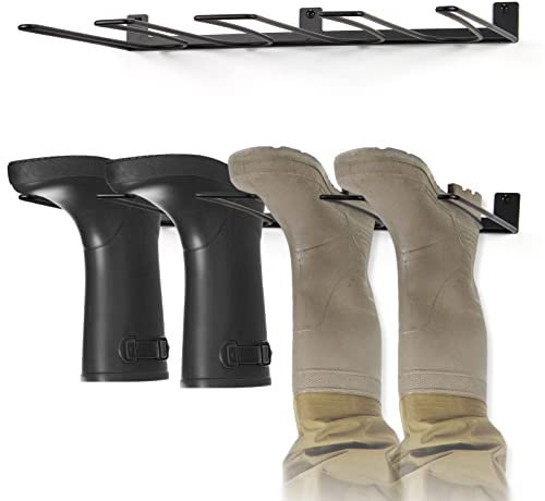 ORLESS Wader Hanger Lot de 4 paires de cintres pour coffre de garage ou bottes de cowboy en fil métallique pour entrée, noir