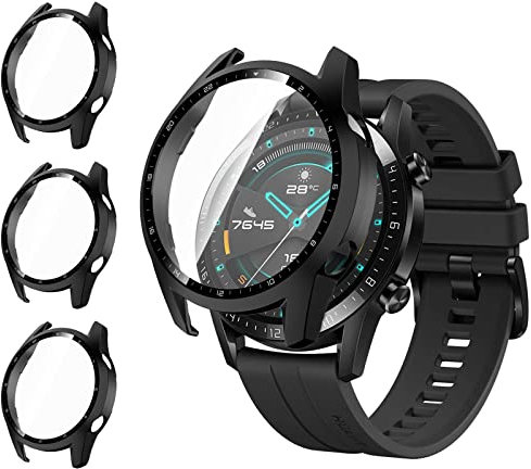 Vancle【3 Pièces Coque pour Huawei Watch GT2 46mm, Protection Écran Verre Trempé Couverture Case de Protection en PC Ultra Mince pour Huawei Watch GT2 46mm