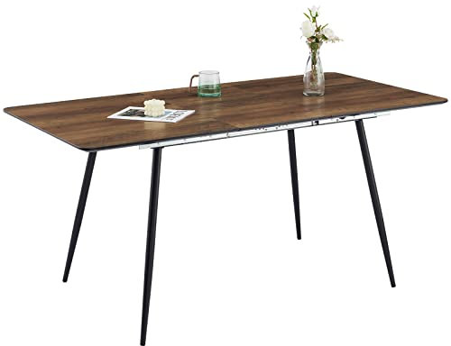 CLIPOP Esstisch ausziehbar,120-160 cm ausziehbarer Holztisch, Skandinavische Design Esszimmertische mit Metallgestell für Esszimmer, Küche