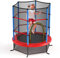 GYMAX Trampoline Extérieur Enfants ∅165CM avec Filet de Sécurité, Conception sans Couture Entre Filet et Tapis, 6 Poteaux Recouvert de Mousse, Cadre en Acier, Charge Max 135KG (Bleu)