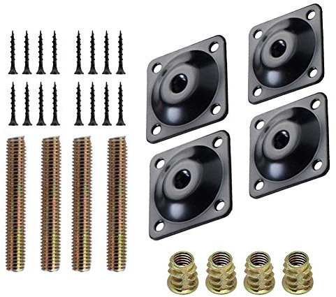 LOOR 4 Pcs/Set Furniture Leg Plates Sofa Leg Fixing Plates M8 Hanger Bolts Screws Adapters Metal Plates Support Kit for Sofa Sofa Chair