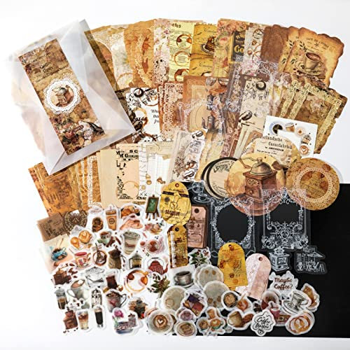Scrapbooking Zubehör 200 Stück Vintage stickers set Bullet journaling zubehör Aufkleber Mädchen Stickers Aesthetic,Nachmittagstee Bullet Journal Sticker für Fotoalbum,Scrapbooking,Tagebuch