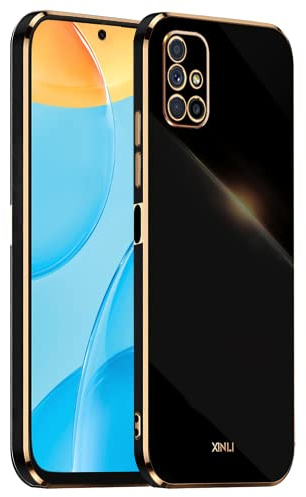 EASSGU Galvanisierter Rahmen Handyhülle für Samsung Galaxy M51 (6.7 Inches), Weiche TPU Silikon Schutzhülle - Schwarz