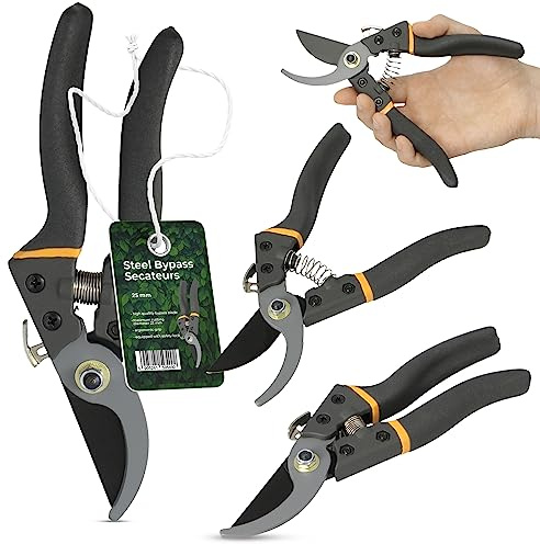 Gartenschere Standard 25 mm Gartenschere Stahl SK5 Bypass Klinge Ergonomischer Rutschfester Griff Beschneiden Schneiden Trimmen Pflanzenpflege Gartenarbeit Unverzichtbar