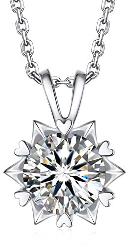 MomentWish Halskette Damen Schneeflocke, 2 Karat Moissanite Diamant Kette Silber 925 Schmuck Damen mit Geschenkbox für Frauen Freundin