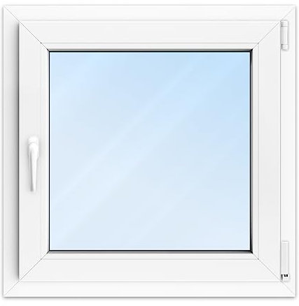 FENSTERVERSAND - Kunststofffenster Weiß - zu öffnendes Fenster Kunststoff mit Griff, Dreh- & Kippfenster, 2-fach Verglasung, Klarglas - DIN rechts - BxH: 750x750 mm, 70 mm Profil