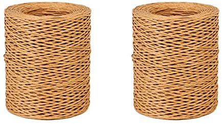 liovitor 2 Stück 1,0 mm hellbraun Floral Bindfaden Draht Wrap Schnur Handgemachte Eisen Draht Papier Rattan für (Länge: 210 m)