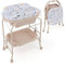 COSTWAY Bañera Bebe con Cambiador 4 en 1, Bañera Cambiador Bebe con Bandeja y 4 Ruedas Bloqueables, Cambiador Bebe Portátil y Plegable con Cesta de Almacenaje, Cojín Impermeable, Carga 35kg(Beige)