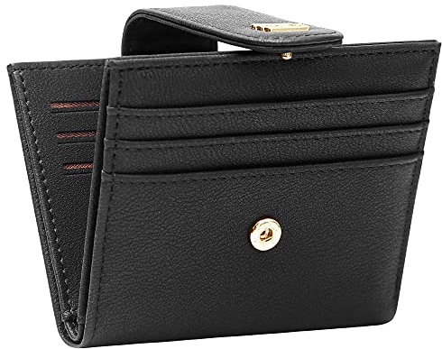 GEEADNB Kleine Geldbörse Damen, Frauen Mini und im Kurzformat Portemonnaie Münzfach PU Leder Geldbeutel Zipper Brieftasche Für Frauen Mädchen mit 11 Kartenfächern (Schwarz)