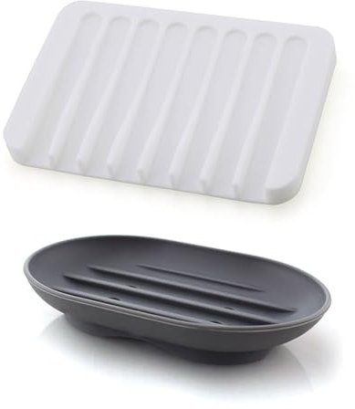 BZKSER Portasapone in Silicone - 2 Pezzi Porta Saponette con Scarico, Portasapone Antiscivolo Autosvuotante per Doccia, Bagno, Cucina, Piano di Lavoro, Viaggio