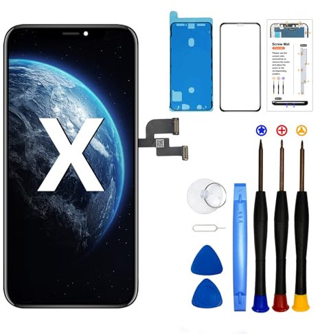 DTD iPhone X LCD Display Ersatz 5.8'' Touch Screen Digitizer Reparaturwerkzeug für iPhone X Frame Assembly mit Modell A1865, A1901, A1902 (3D Touch Funktion)