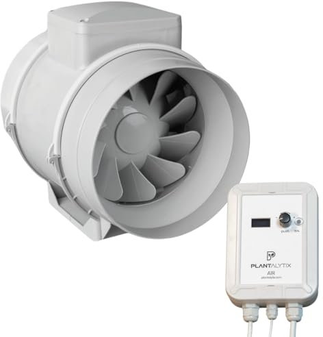 Plantalytix Air Vents Rohrventilator - leiser Growlüfter EC Abluftventilator für Growbox Growzelt - Stufenlos dimmbar, automatische Regelung Made in Austria (125 mm)