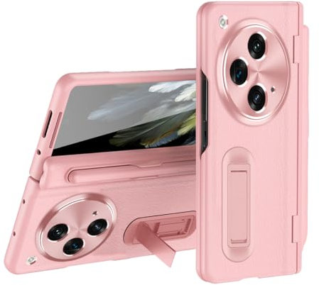 COUQE Étui pour Oppo Find N3, Housse en Cuir, Protecteur d'écran Intégré, Stylet Intégré,Coque de Protection Multifonctionnelle de Téléphone Pliable pour Oppo Find N3-Rose